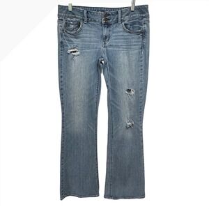 American Eagle‎ Womens Y2K Bootcut Flare Jeans Womens 10 Blue Denim Distressed